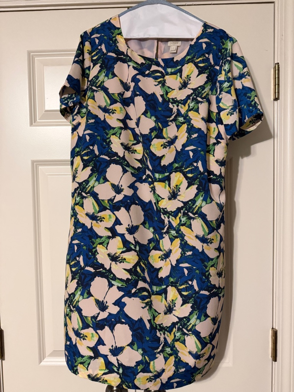 J. Crew Blue and Cream Floral Shift Dress